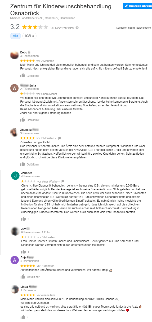 Imagen: Bewertungen zum Zentrum für Kinderwunschbehandlung Osnabrück