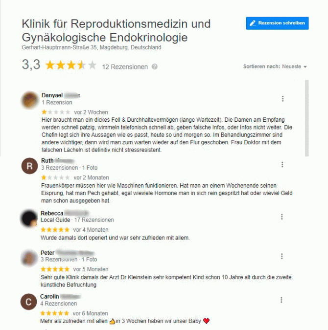 Imagen: Klinik für Reproduktionsmedizin und Gynäkologische Endokrinologie: Erfahrungen